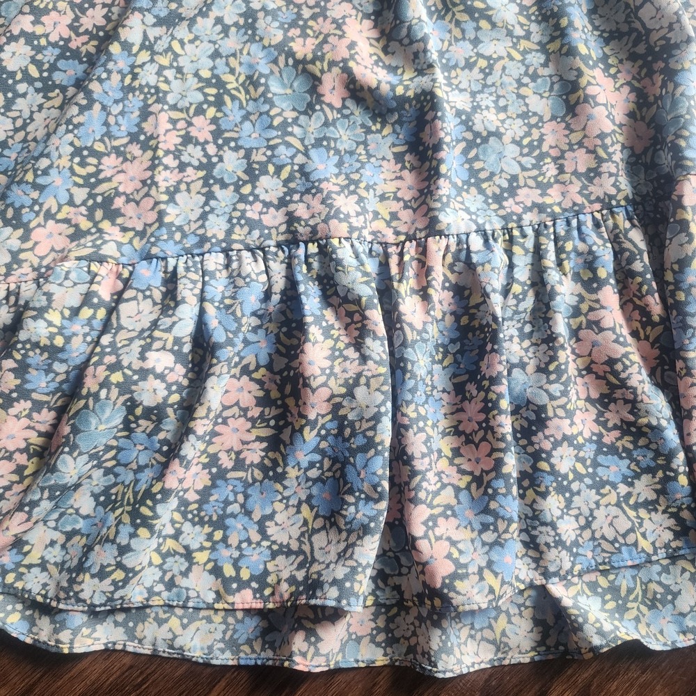 LC Lauren Conrad Dress Size XL Floral Sleeveless Ruffled Blue Pink Extra Large - Picture 7 of 9